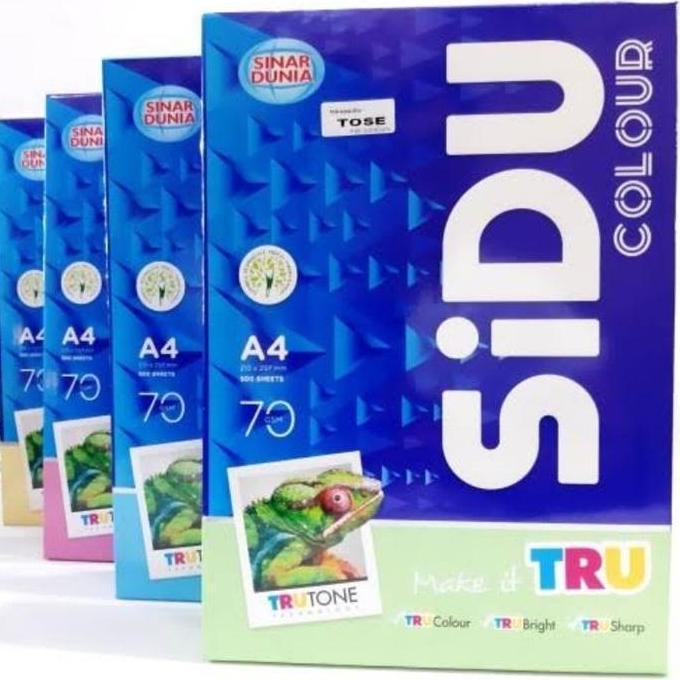 SIDU Kertas HVS Warna A4 70gr Copier 1 Rim (500 Lembar) Kertas Hvs A4 Kertas Fotocopy