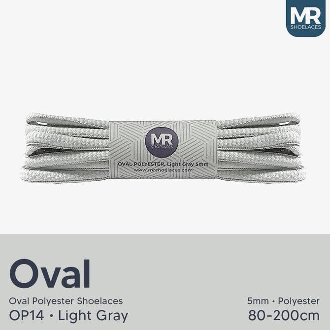 Yevaseni_ - Mr Shoelaces Op14 Light Grey Abu Muda Tali Sepatu Oval 5Mm 70Cm-200Cm