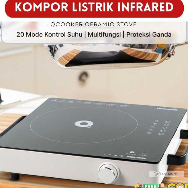 Qcooker Kompor Listrik Infrared 1 Tungku Ceramic Stove 2W Crdt01 Stainless Steel 20 E Kontrol Suhu M