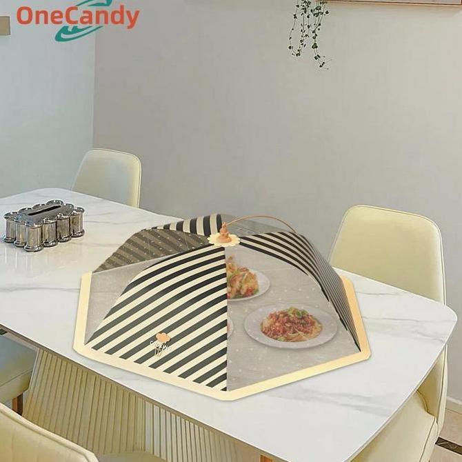 AHROKA Payung Foldable Food Cover / Tudung Saji Lipat Estetik Bentuk Bulat dan Persegi / Jaring Peli