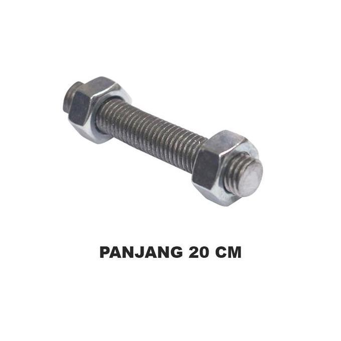 YOGSIXO EELIC BED-M12X20 Mix Besi drat M12 baut ulir diameter 12mm x panjang 20cm + mur12 mm 2pcs fu