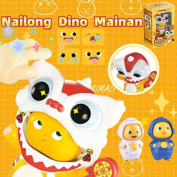 Nailong Barongsai Dino Kuning Mainan / Nailong Mainan Dekompresi Ganti Wajah / Kuning Keychain Anti 