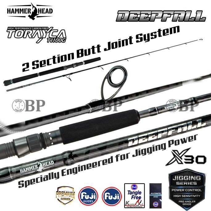 HAMMER HEAD Joran Jigging DEEPFALL 162CM - 174CMTorayca T1100G X30 Carbon Fuji Guide 2 Section Gimba
