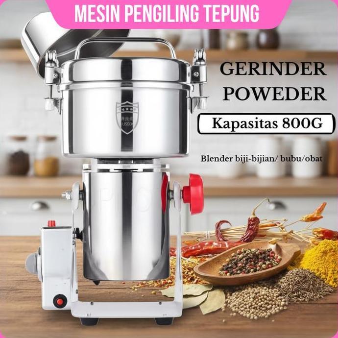 YOGSIXO Mesin Giling Bumbu Rempah Penepung Mesin Penggiling Listrik Penggiling Tepung Mesin Giling B