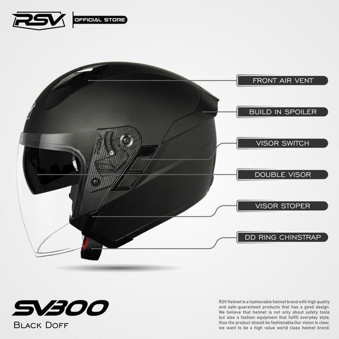 Helm Rsv SV300 Black Solid Doff