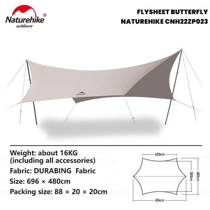 Flysheet Butterfly Dengan Tiang Set Naturehike CNH22ZP023 Canopi Atap Tenda Camping Piknik Korean Gl