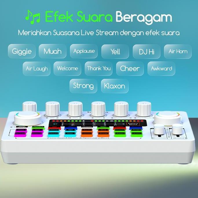 barkisanshop - bonkyo soundcard f999x + headset oh06 + ring light - bluetooth efek suara vokal gema 