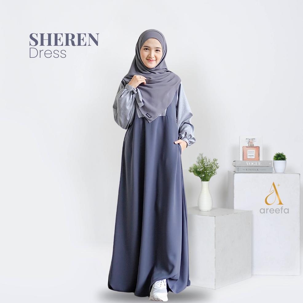 Garansi Areefa - Gamis Syari Wanita Remaja Kekinian Terbaru Dress Gamis Muslim Polos Kombinasi 2 War