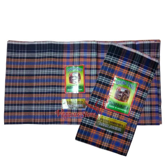 Vegasus Store Gajah Kakatua Sarung Anak Laki Junior Usia 5-12 Tahun Motif Kotak Kain Katun Muslim Si