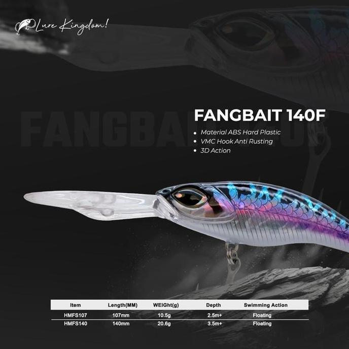 LURE KINGDOM FANGBAIT 140F - Umpan Minnow Floating Fangbait - Lure Casting Minnow VMC treble Hook