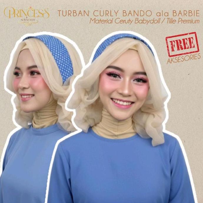 A7FARMSCOOL - PRINCESS NONNETEDY - TURBAN CURLY BANDO KERUDUNG PLUS HEADBANDS INSTAN OUTFIT KARAKTER