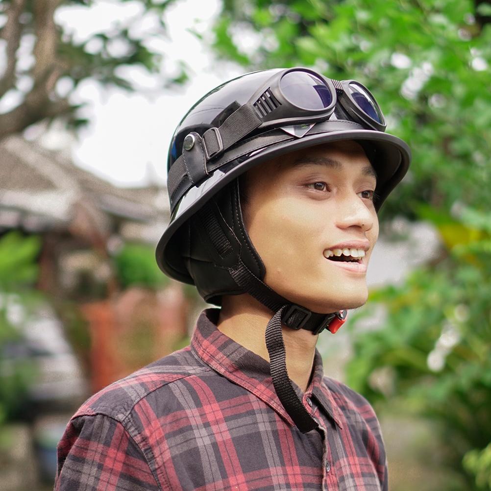 Sale Helm Retro Millenial  Retro Hitam Glosy Kombinasi Kacamata/Helm Retro Chips Nazi/ Helm Nazi Chi