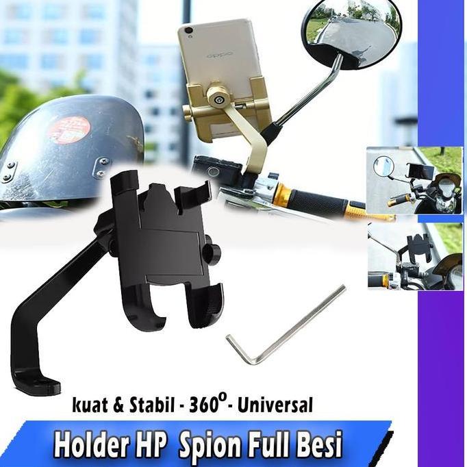 SASCALA Holder HP Motor Jepit Spion Universal Stand Phone / GPS Phone Holder Jepit untuk Spion Motor