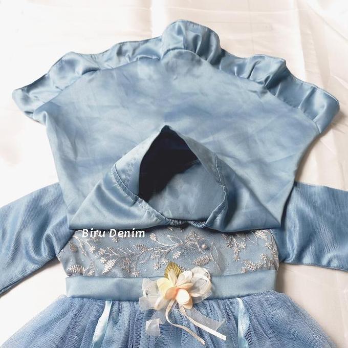 Baju Gamis Denim Anak Perempuan 1 2 Tahun Impor Terbaru 2024 Baju Muslim Warna Biru Denim Dress Musl