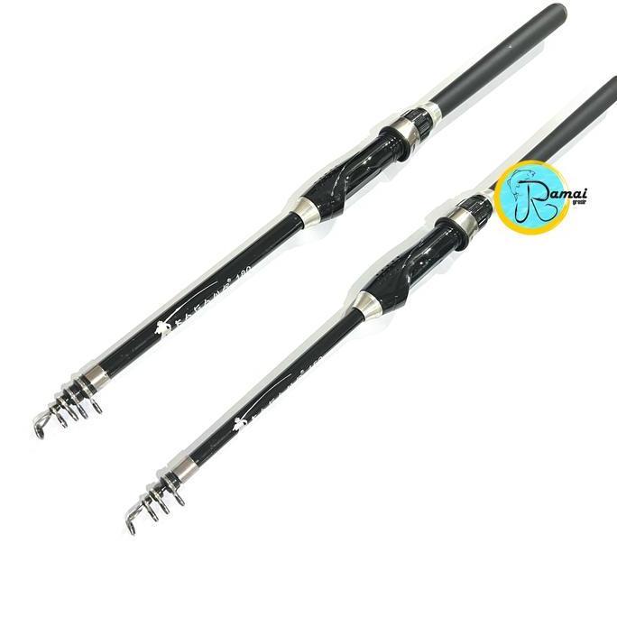 Joran Pancing Telescopic Tegek Joran Kolong Ruas Pendek Warna Hitam