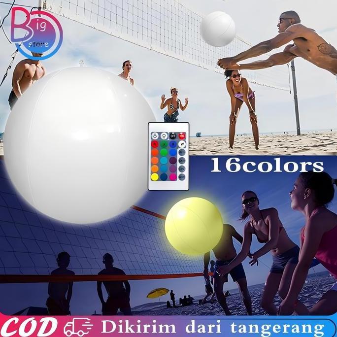 REDDAR Bola Pantai LED 16warna Beach Ball 40cm Bola Pantai Besar Bola Pantai Tiup Untuk Kolam Renang