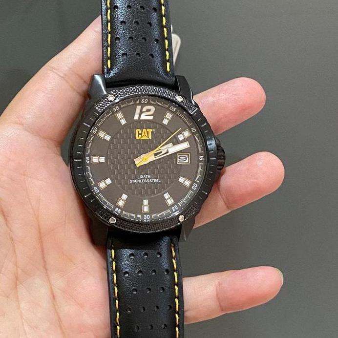 Jam Tangan Pria CATERPILAR CAT Tali Kulit Hitam CB.161.34.137 Original murah
