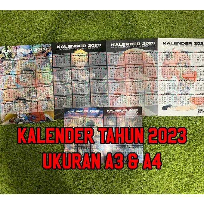 Kalender Tahun 2023 Tema Anime ukuran A3 A4