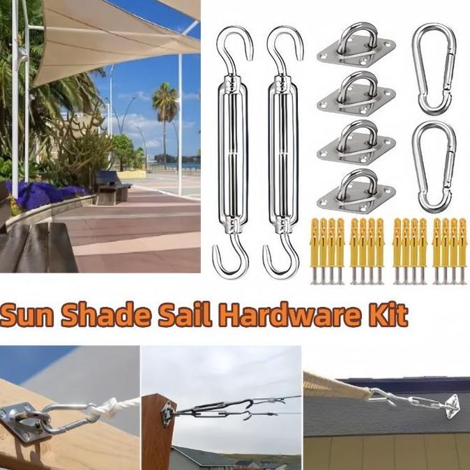 TENNIME Aksesori Paranet Sun Shade Sail Hardware Kit Adjustable Turnbuckle Shade Sail Hardware Kit S
