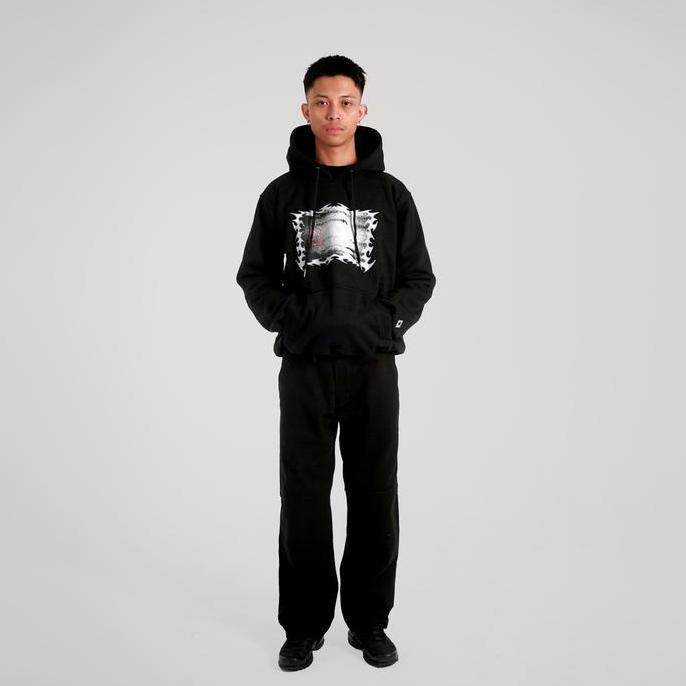 Bitsnbobs76 Hoodie Oversize Shade Black Fleece Nyaman