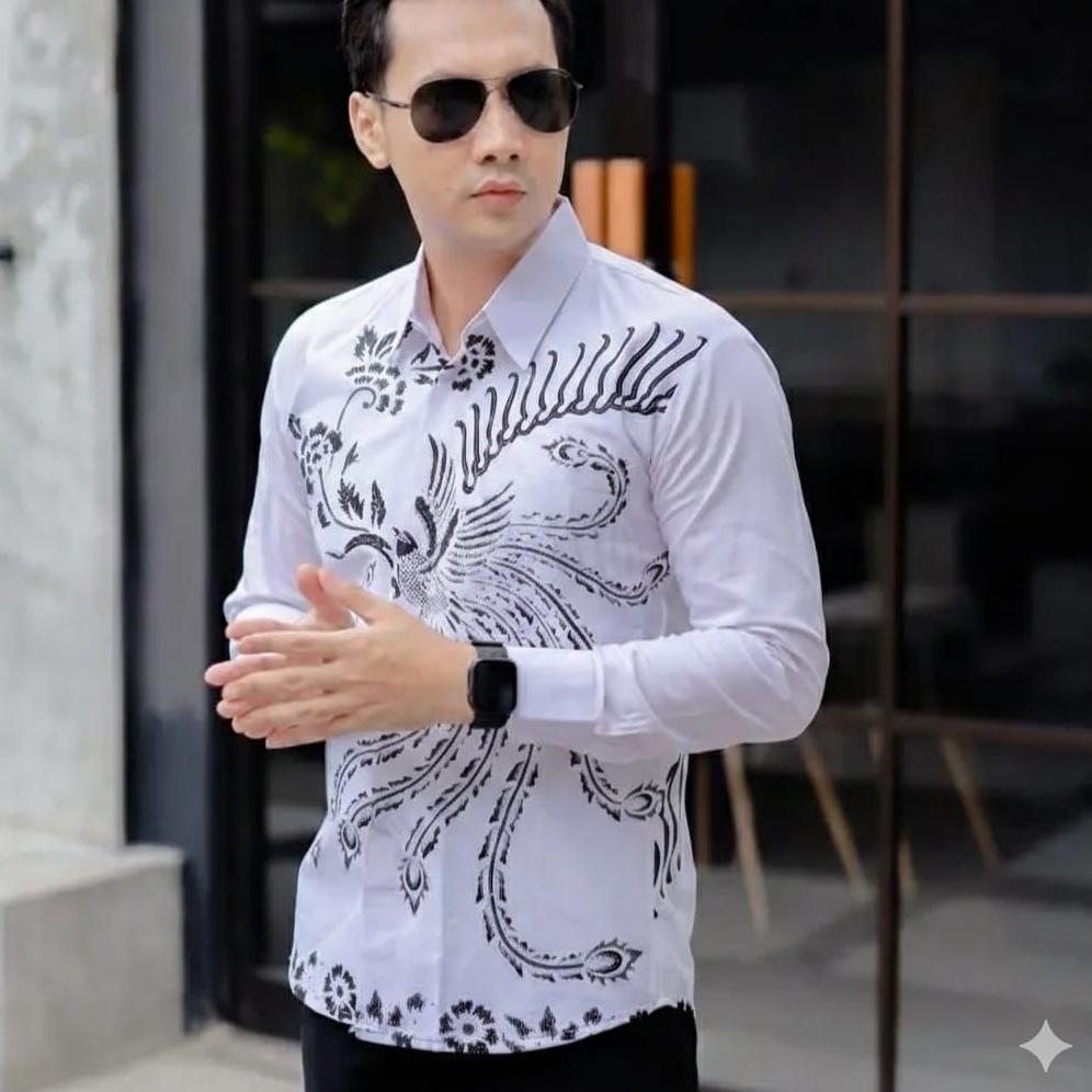 CUCI GUDANG Kemeja Batik Pria Cowok Slimfit Premium Motif ARJUNA Full Furing Baju Lengan Panjang War