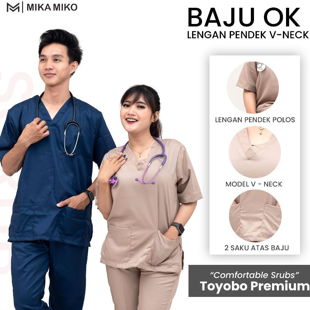 Murah Mikamiko Baju Oka Perawat [Gratis Bordir Nama] Ok Lengan Pendek Stenen Dokter Bidan Medis Unis