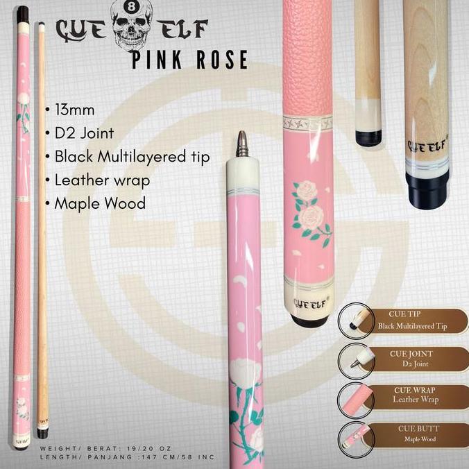 Cue Elf Pink Rose Stick Play Billiard