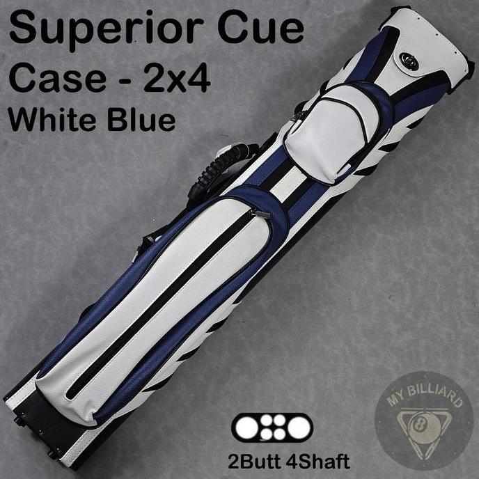 Superior White Blue Cue Case 2x4 - Hard Cue Case Stik Billiard 2B4S