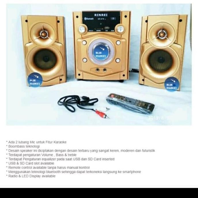 Speaker Karaoke Rinrei Sr878D / St878W Bonus Mic Bluetooth