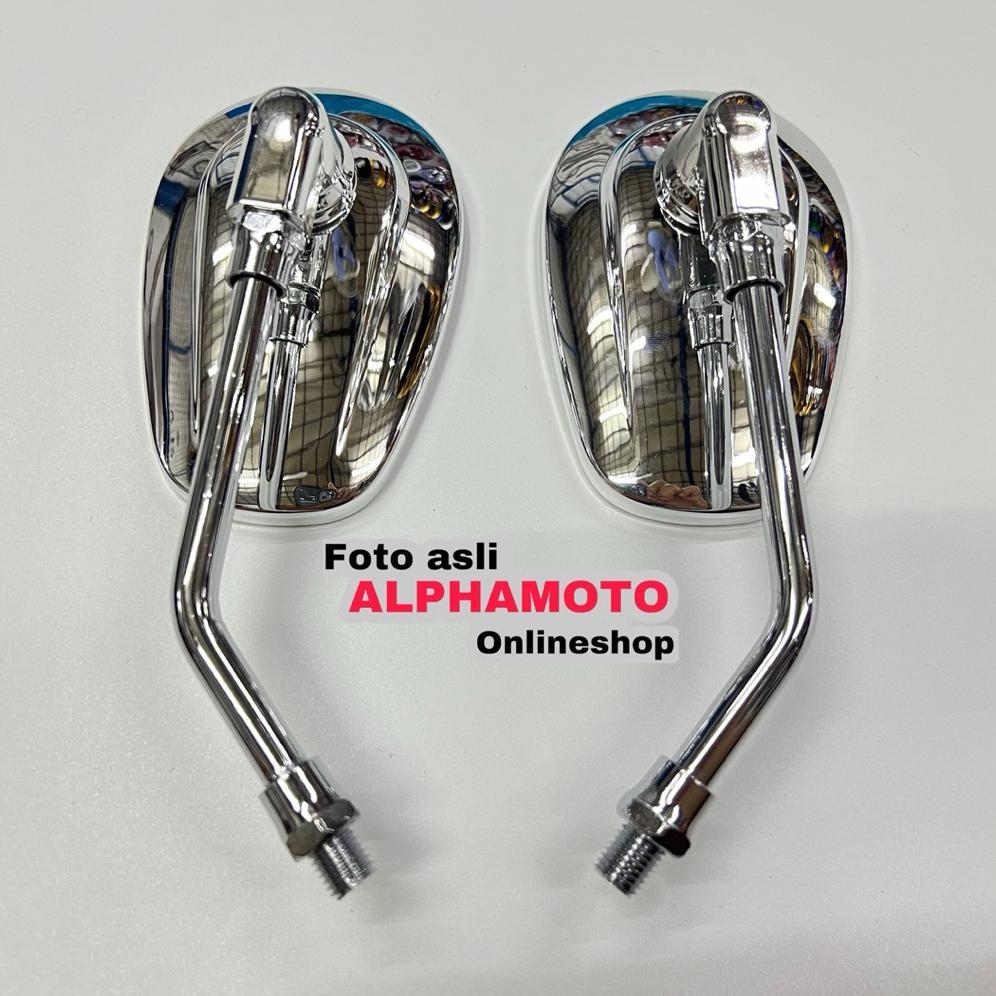 Promo spion oval classic retro chrome w175 cb100 c70 thunder genio kaca cb verza japstyle chopper kl