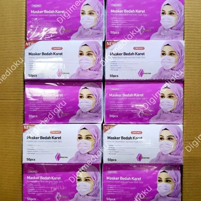 Masker Hijab Ungu Masker Jilbab Ungu Masker Medis Onemed