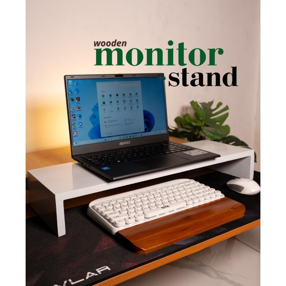 Free Ongkir [Kayu Premium] Stand Monitor 60 Cm Rak Meja Komputer Minimalis Kayu Rak Meja Laptop  Des