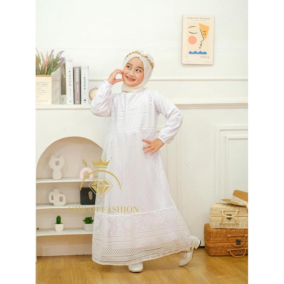Gamis anak brukat tile mewah elegan dress anak perempuan 3-4 th