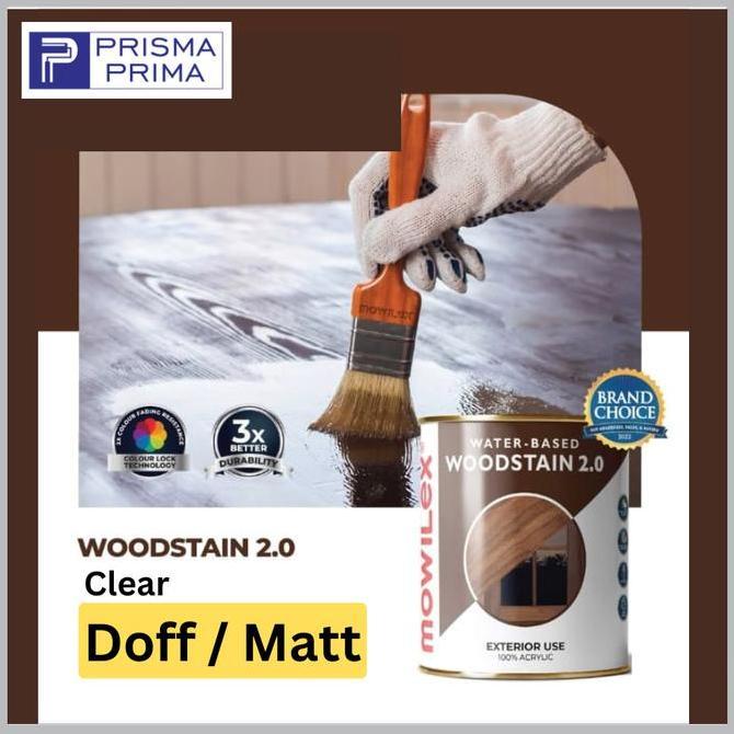 Mowilex Woodstain 2.0 Exterior Clear Finish Doff Matt Cat Pelapis Politur Plitur Kayu Dof Matte