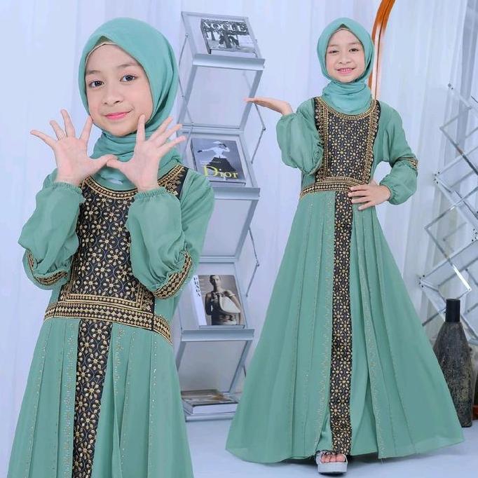 Gamis Abaya Anak Cindy Varian Warna Elegan - Busana Muslim Anak Cewek 5-12 Tahun
