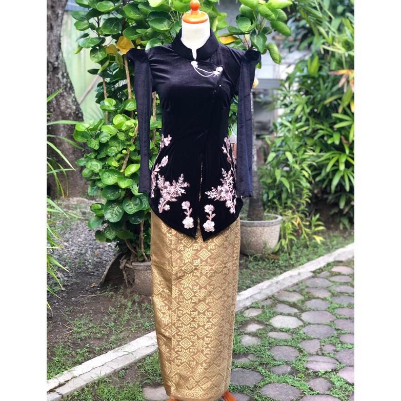 Diskon Kebaya Janggan Bludru Hitam Bordir Elegan Wanita Lengan Panjang, Kondangan & Wisuda, SXxxl