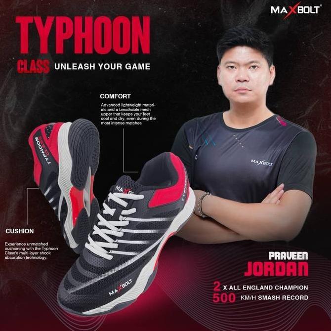 Limited Series Sepatu Badminton Maxbolt Typhoon Class Black Red