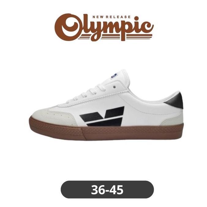Sepatu Ventela Olympic White Brown Casual Sneakers Shoes Kasual Putih Coklat Olahraga Pria