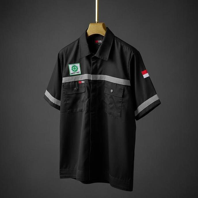 devapradaba_0 - wearpack safety baju proyek lengan pendek polos desain praktis nyaman cocok untuk ak