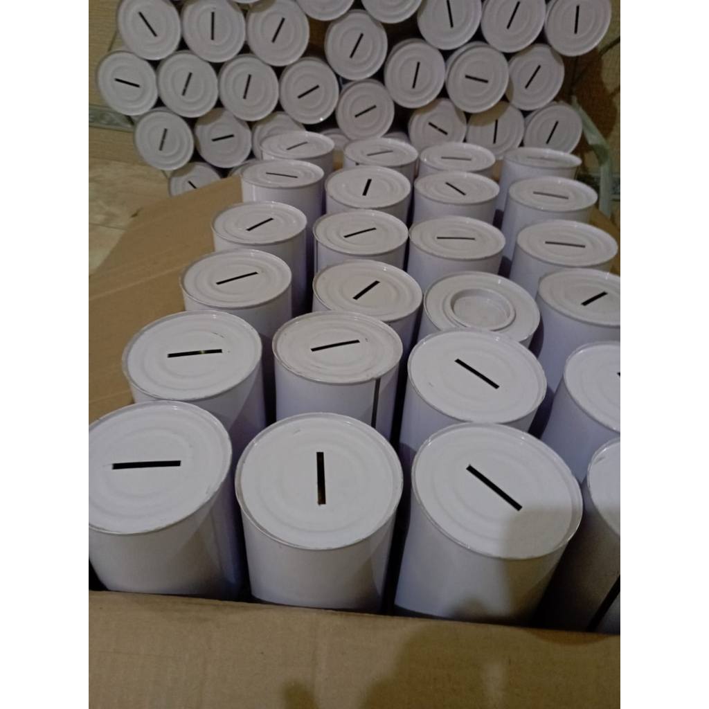 Celengan full Kaleng Premium Buka-Tutup permanen celengan Polos small 8,5x14cm