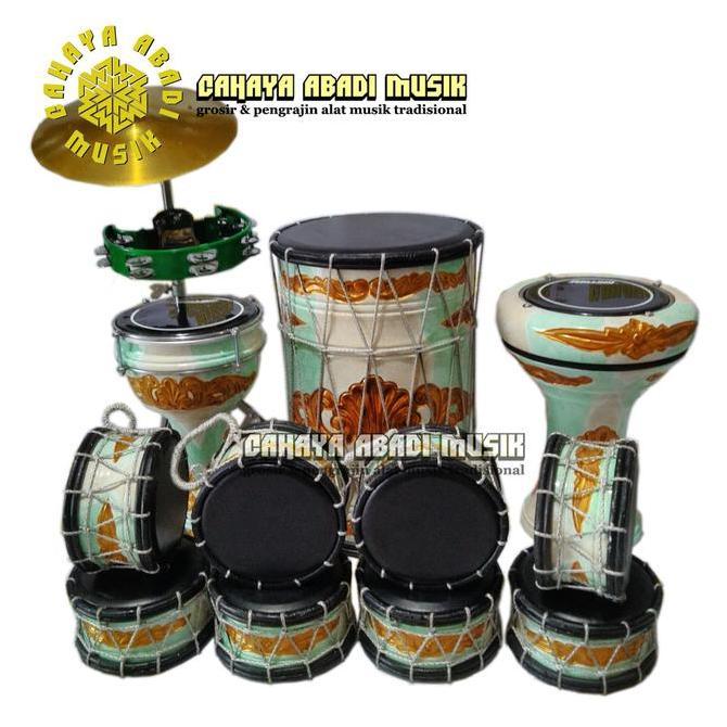 hubafirah - marawis 1 set lengkap komplit 12 alat  polos batik ukir