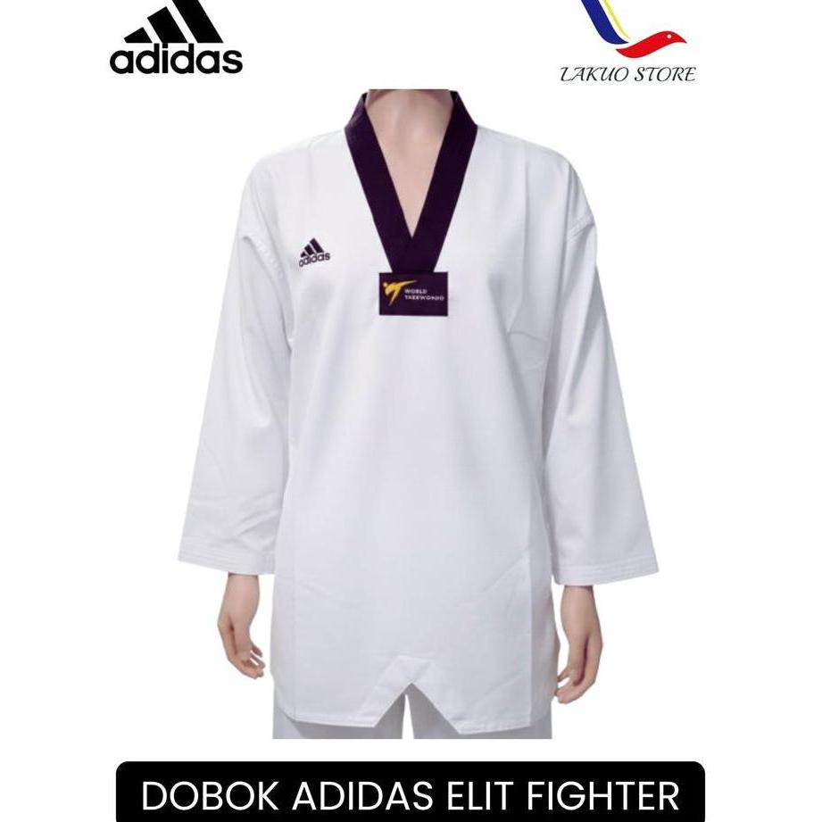 DOBOK ADIDAS ELITE FIGHTER / UNIFORM TAEKWONDO / ADIDAS KERAH HITAM