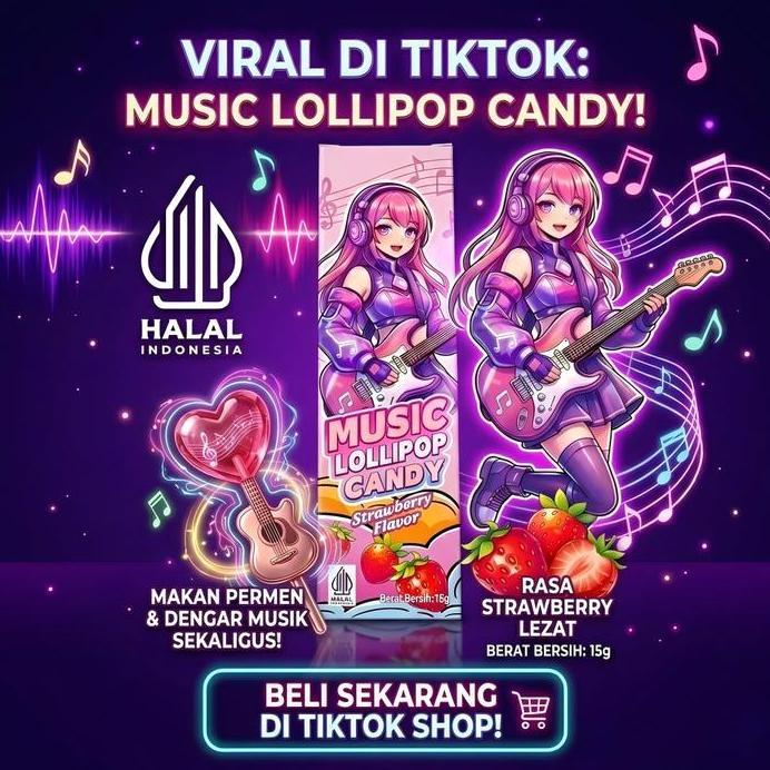 [HALAL]  TERLARIS Permen Lollipop Musik Blueberry Viral  Bone Conduction Music Candy 15g - 100% HALA