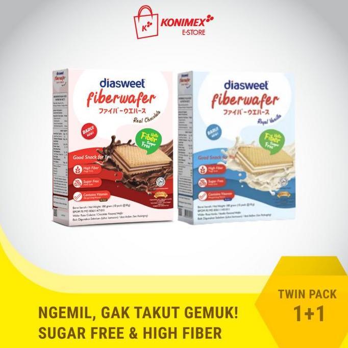 Diasweet Fiberwafer Choco 180gr & Vanilla 180gr - Twinpack