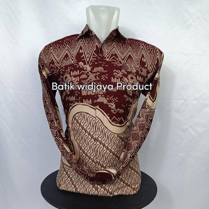 NEW BATIK MERAH MARUN / BATIK COUPLE AYAH ANAK MERAH MAROON PREMIUM OMBAK KERIS KENCANA ORI