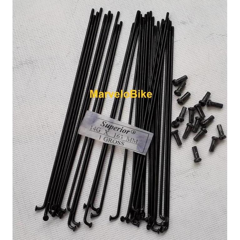 Spoke Jari Jari Sepeda 18 Hitam 14G x 163mm