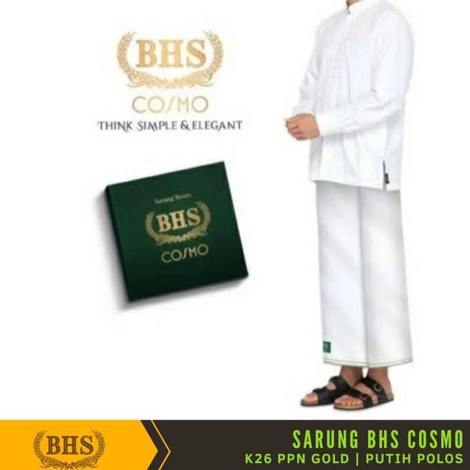 [Garansi Original] 10 Pcs Grosir Sarung BHS Cosmo Gold Motif K26 PPN Putih Polos Selvedge Jacquard B