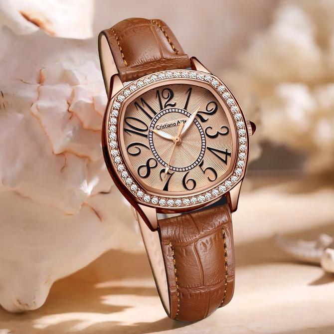 Cristiano Aillen Jam Tangan Wanita 0863 Kulit Leather Original Analog Turbine Water Resistant 3 ATM 