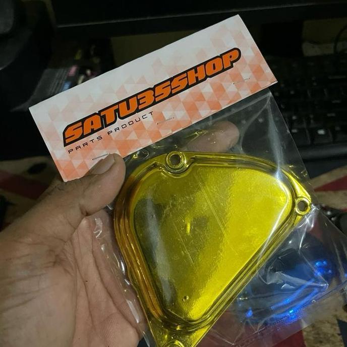 TUTUP BLOK POMPA OLI SUZUKI TS125 CHROME TUTUP SEGITIGA POMPA OLI SUZUKI TS 125