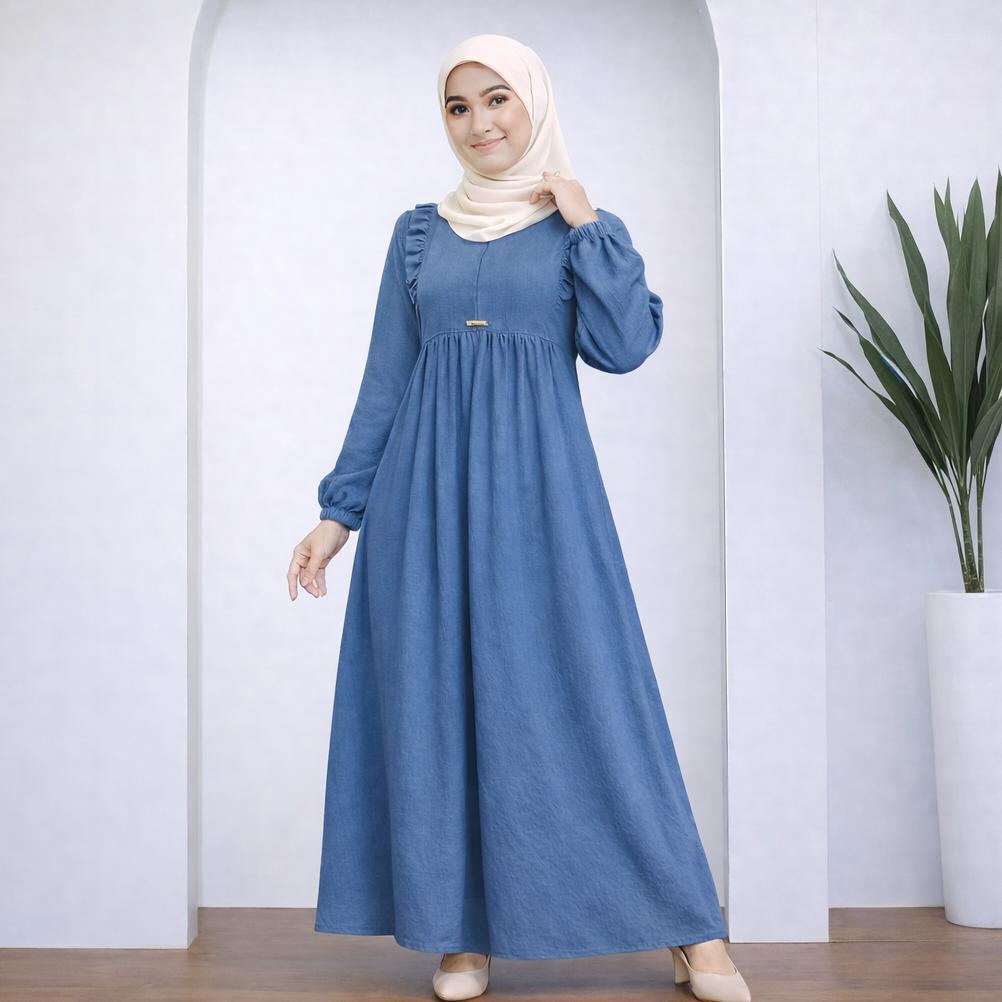 Termurah Gamis Wanita Ruffle Simple Lebaran Elegan